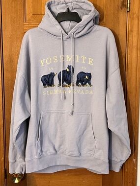 Brandy Melville Light Blue Yosemite Sierra Nevada Bear Hoodie